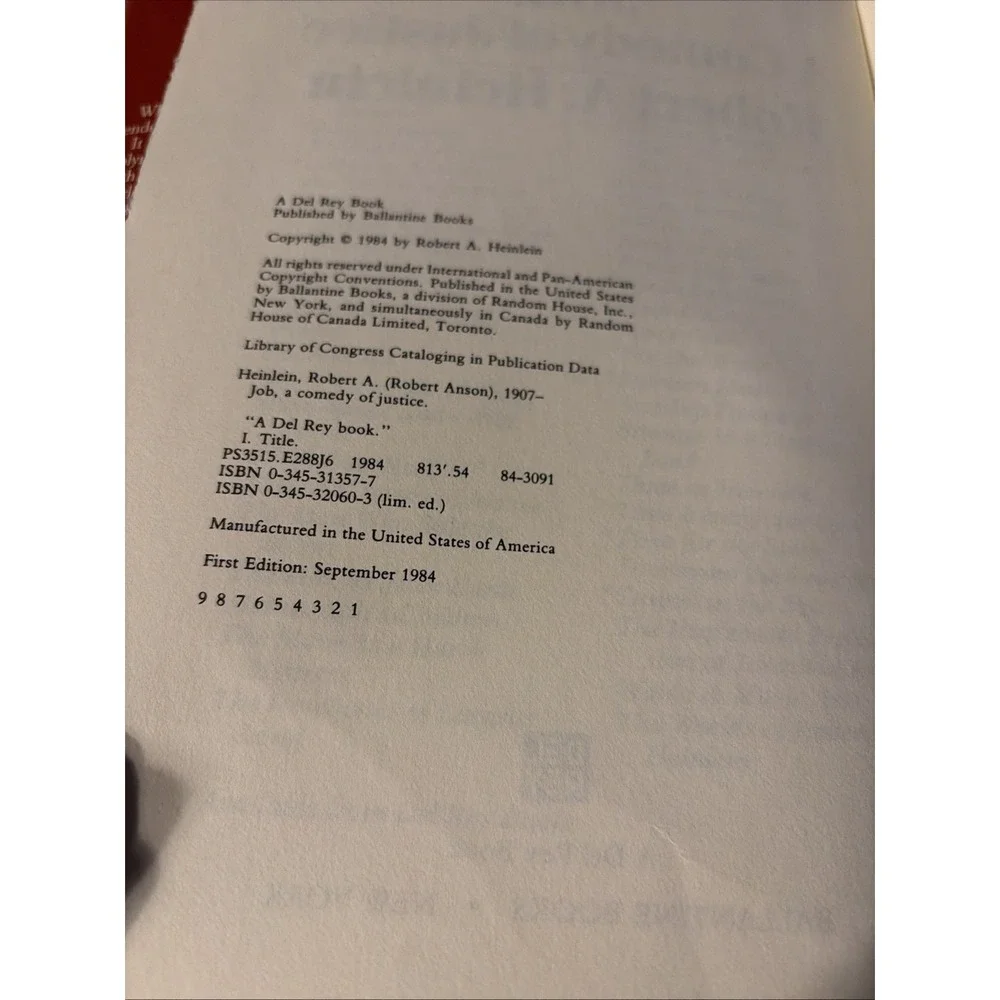 JOB: A Comedy of‎ Justice by Robert A. Heinlein - 1st Edition 1984 HC w/DJ